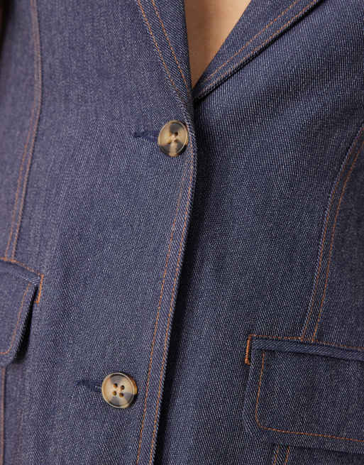 Americana de sastre de tejido efecto denim de ASOS DESIGN (parte de un conjunto) , 3 de 4