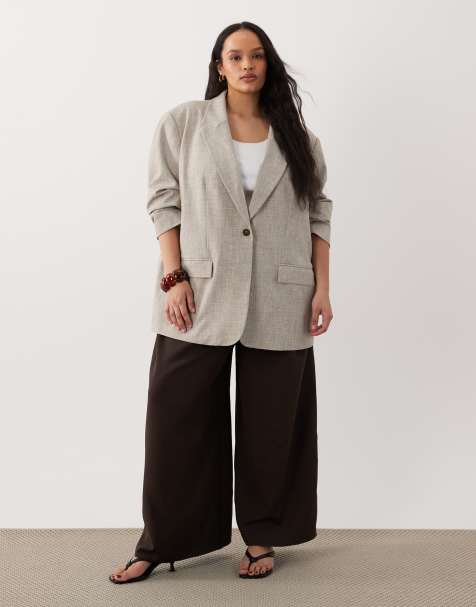 Americana de sastre marrón grisáceo extragrande de ASOS DESIGN Curve - view 1