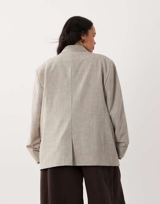 Americana de sastre marrón grisáceo extragrande de ASOS DESIGN Curve, 4 de 4