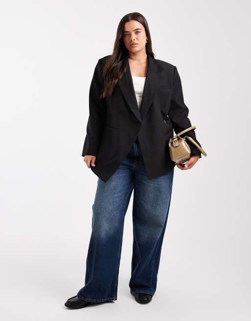 Americana de sastre negra con cintura entallada de ASOS DESIGN Curve, 2 de 4