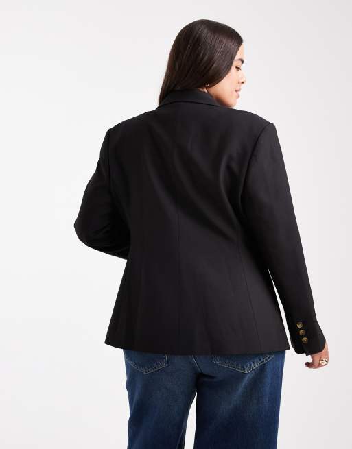 Americana de sastre negra con cintura entallada de ASOS DESIGN Curve, 4 de 4
