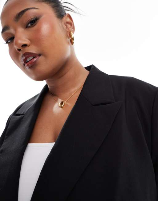 Americana de sastre negra holgada de ASOS DESIGN Curve, 3 de 4