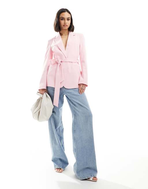 Americana de sastre rosa con cinturón de ASOS DESIGN, 3 de 4