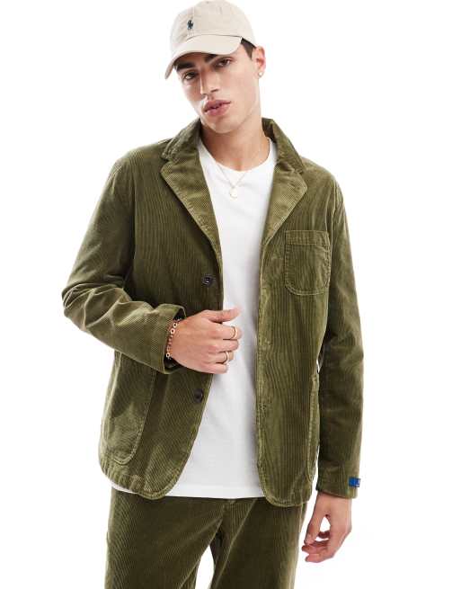 Americana de sastre verde oliva con botonadura simple de pana de Polo Ralph Lauren (parte de un conjunto)