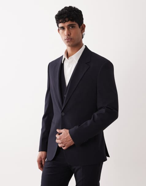 Americana de traje azul marino de corte slim de ASOS DESIGN - view 1