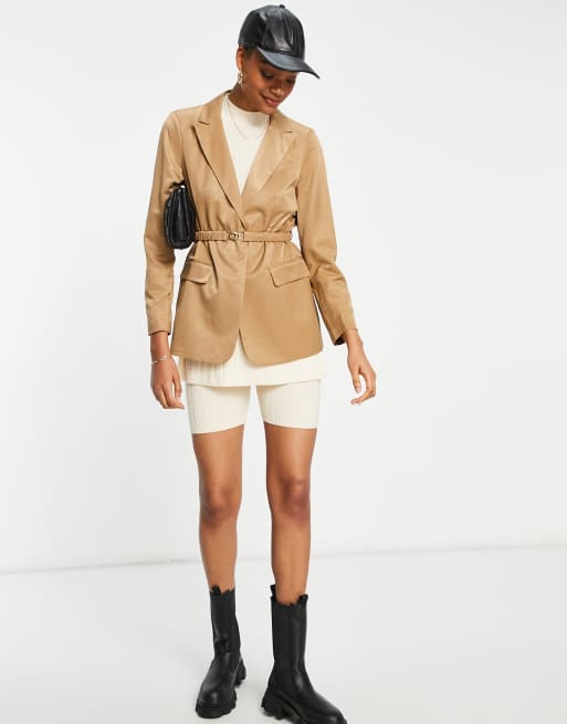 Americana de traje color camel de linea sartorial de Vila ClassicfuncenterShops