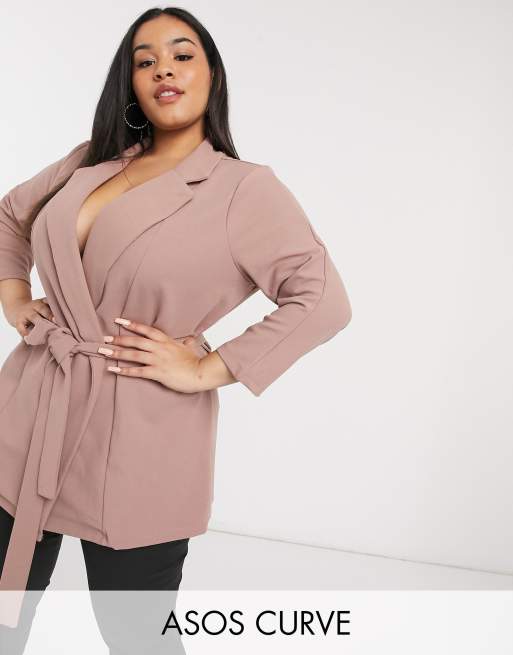 Traje de punto con diseño cruzado en rosado oscuro de ASOS DESIGN Curve, 2 de 2