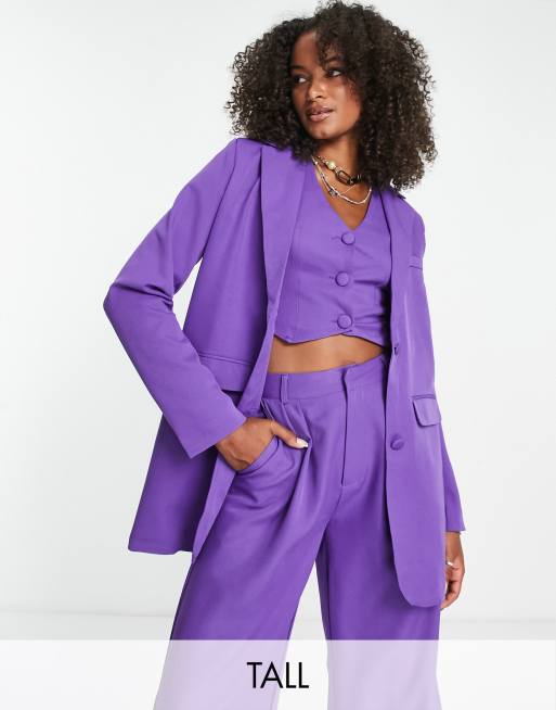 Americana de traje de 3 piezas morada de corte boyfriend de Heartbreak Tall