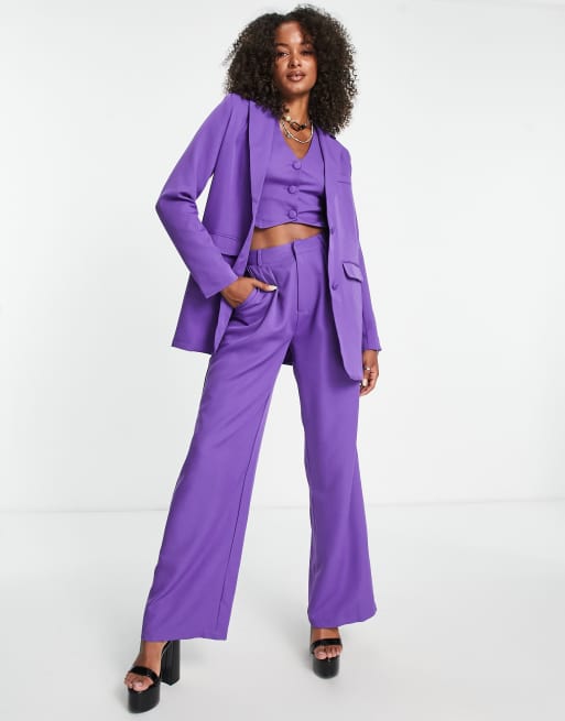 Americana de traje de 3 piezas morada de corte boyfriend de Heartbreak Tall, 3 de 4