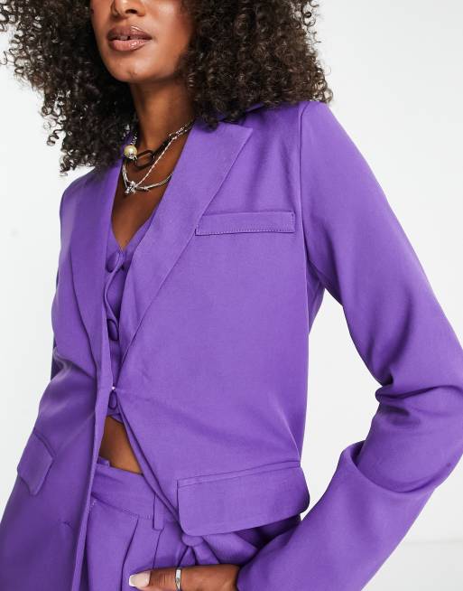 Americana de traje de 3 piezas morada de corte boyfriend de Heartbreak Tall, 4 de 4