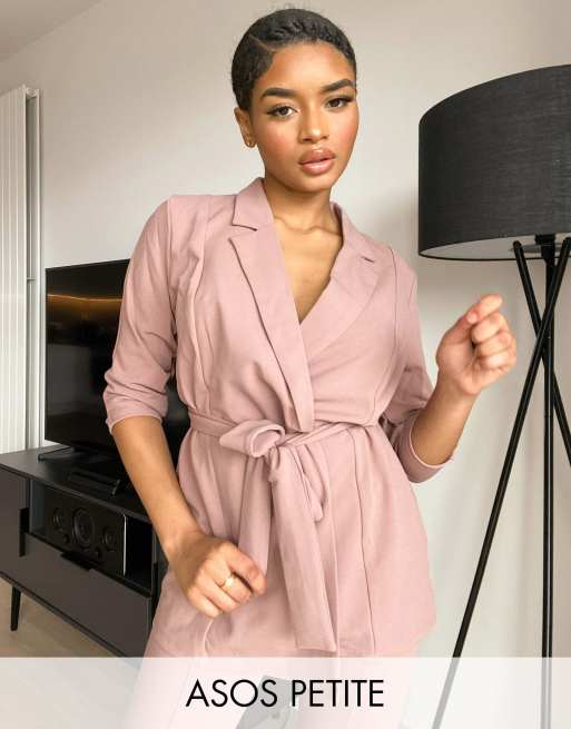 Americana de traje de punto en color rubor de ASOS DESIGN Petite
