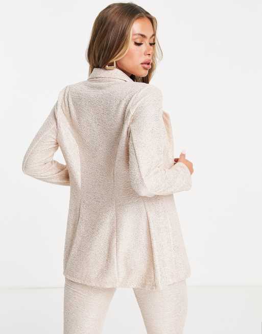 Americana de traje dorada de punto con acabado brillante de ASOS DESIGN, 2 de 4