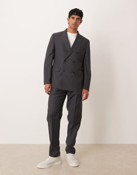 Americana de traje gris carbón con doble botonadura 100% de lana premium Siena de Mango - view 1