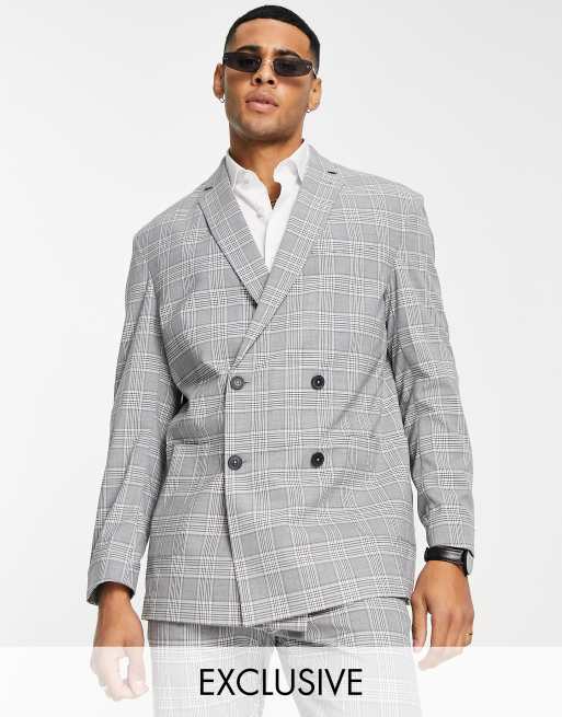 Americana de traje gris oscuro a cuadros de New Look