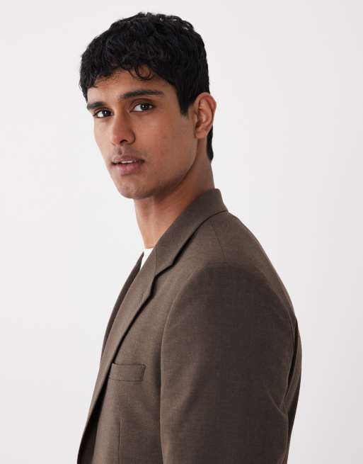 Americana de traje marrón jaspeado de corte slim de ASOS DESIGN, 4 de 5