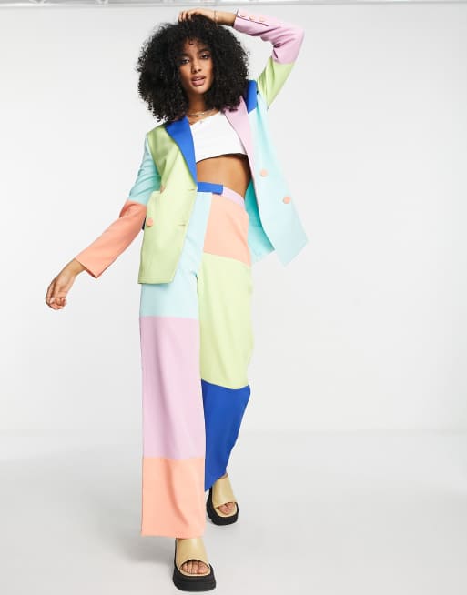 Americana de traje multicolor con diseño color block de Annorlunda (parte de un conjunto), 4 de 4