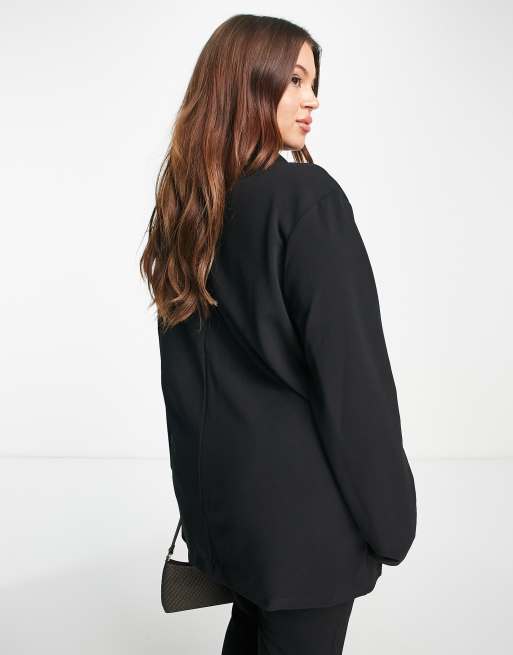 Americana de traje negra holgada de punto de ASOS DESIGN Curve, 3 de 4