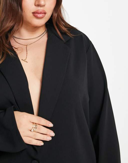 Americana de traje negra holgada de punto de ASOS DESIGN Curve, 4 de 4