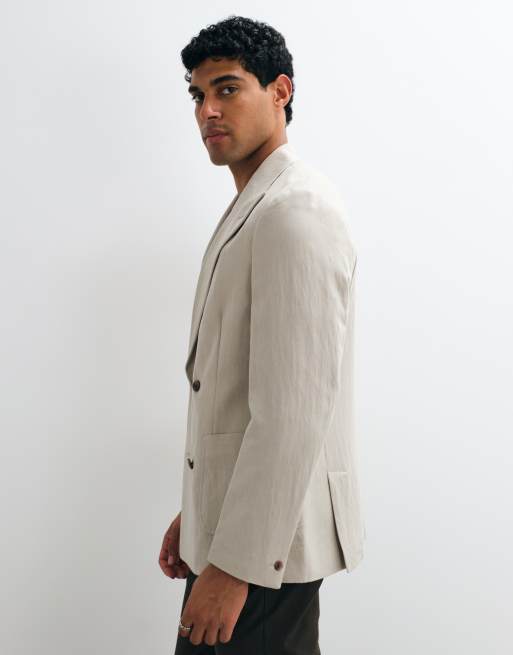Americana de traje verde salvia de corte estándar con doble botonadura de ASOS DESIGN, 5 de 5