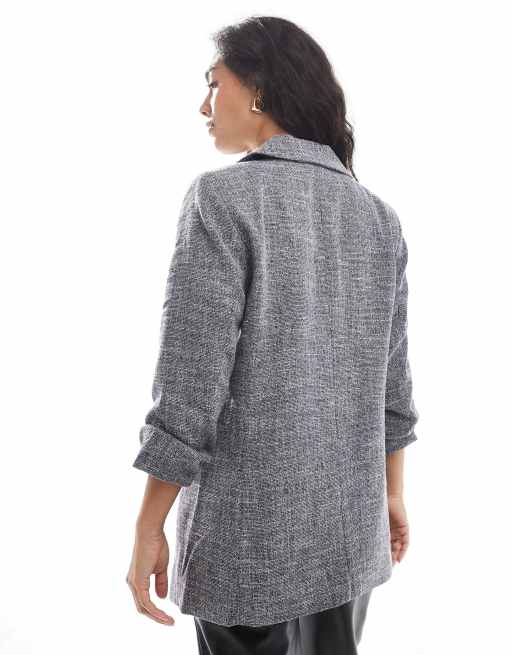 Americana gris jaspeado con mangas fruncidas de Vero Moda, 3 de 4