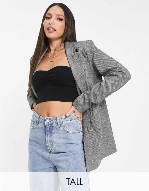 Americana gris oscuro extragrande de sastre con doble botonadura de Pieces Tall