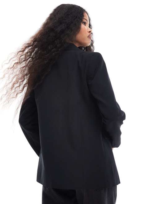 Americana negra básica de corte holgado de Miss Selfridge Petite, 3 de 4
