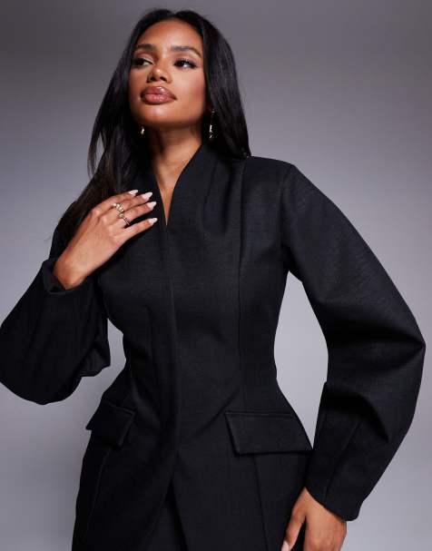 Americana negra con cintura entallada de ASOS LUXE - view 1