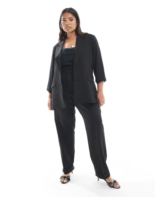 Americana negra con mangas fruncidas de Vero Moda Curve, 2 de 4