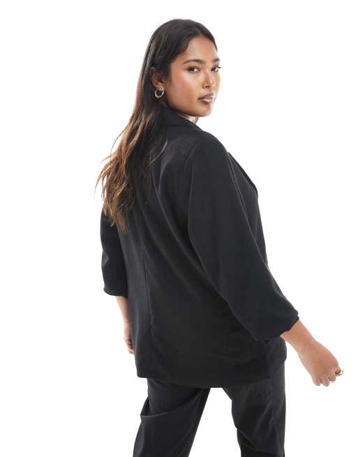 Americana negra con mangas fruncidas de Vero Moda Curve, 4 de 4