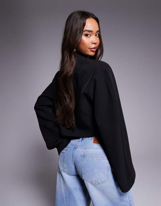 Americana negra de corte cuadrado con mangas moldeadas de ASOS DESIGN, 3 de 4