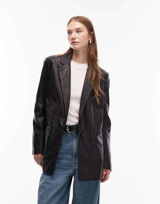 Americana negra de cuero Deri de AllSaints , 3 de 4