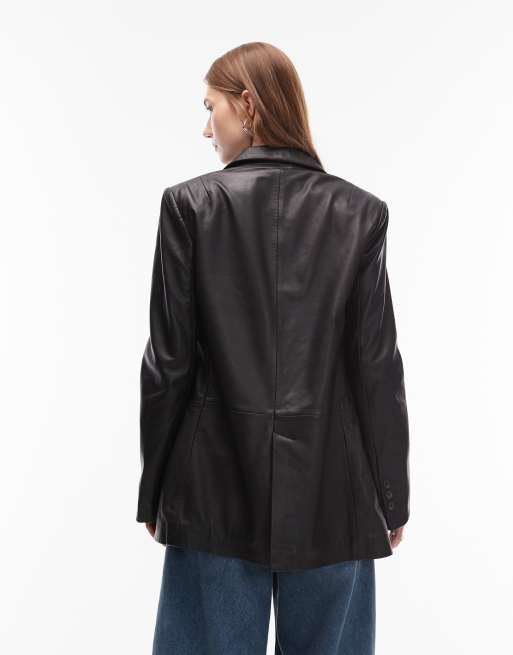 Americana negra de cuero Deri de AllSaints , 4 de 4