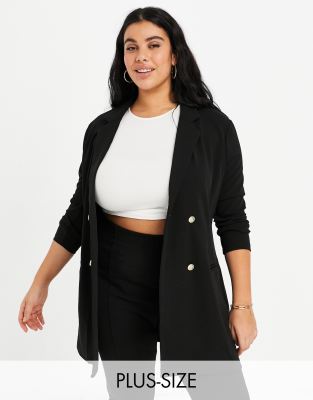 Americana negra de punto de doble botonadura glam de ASOS DESIGN Curve