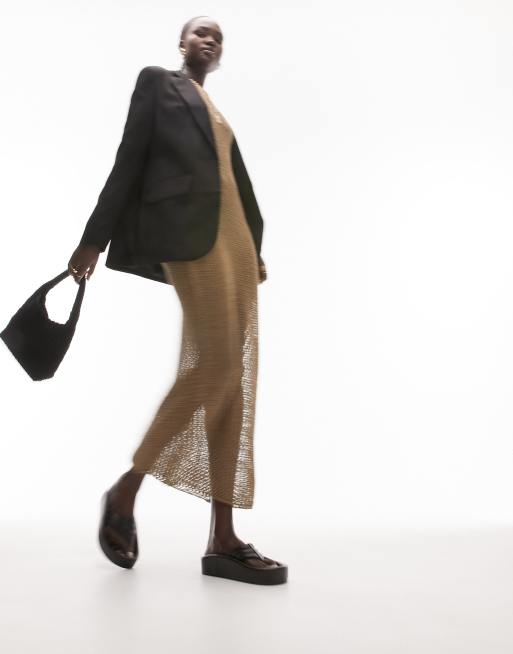 Americana negra de sastre con botonadura simple de Topshop Tall 