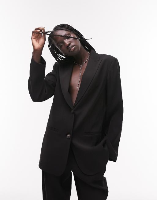 Americana negra holgada de corte sartorial de Topshop