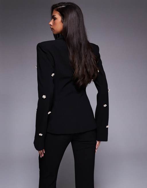 Americana negra moldeada con abalorios de ASOS LUXE (parte de un conjunto), 2 de 4