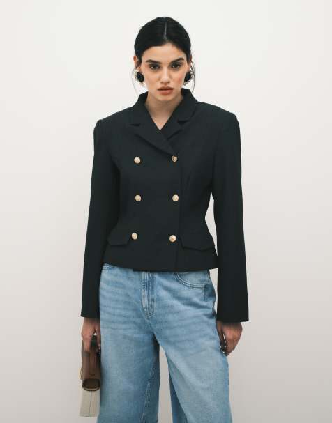 Americana negro con diseño encogido y doble botonadura de ASOS DESIGN - view 1