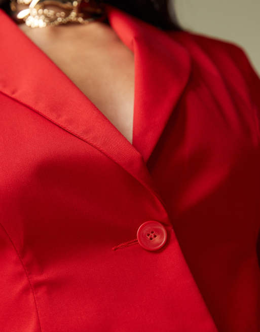 Americana roja con cintura muy marcada de ASOS DESIGN, 4 de 4