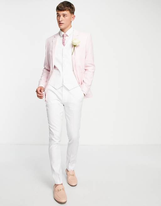 Americana rosa entallada de mezcla de lino de ASOS DESIGN Wedding, 4 de 4