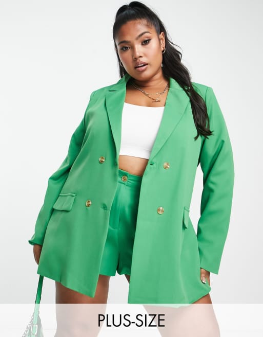 Americana verde con doble botonadura de In The Style Plus x Billie Faiers (parte de un conjunto)