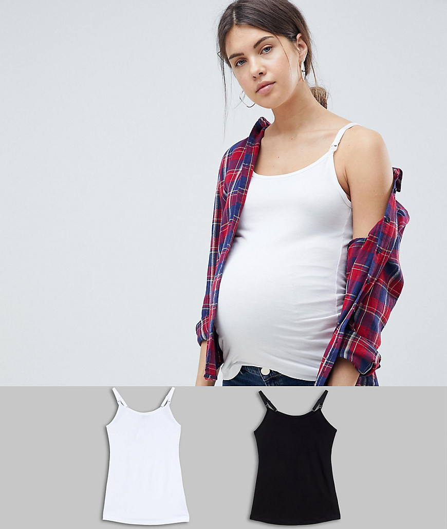 Amme-camisole med clips 2 økonomipakke fra ASOS DESIGN Maternity-Multifarvet