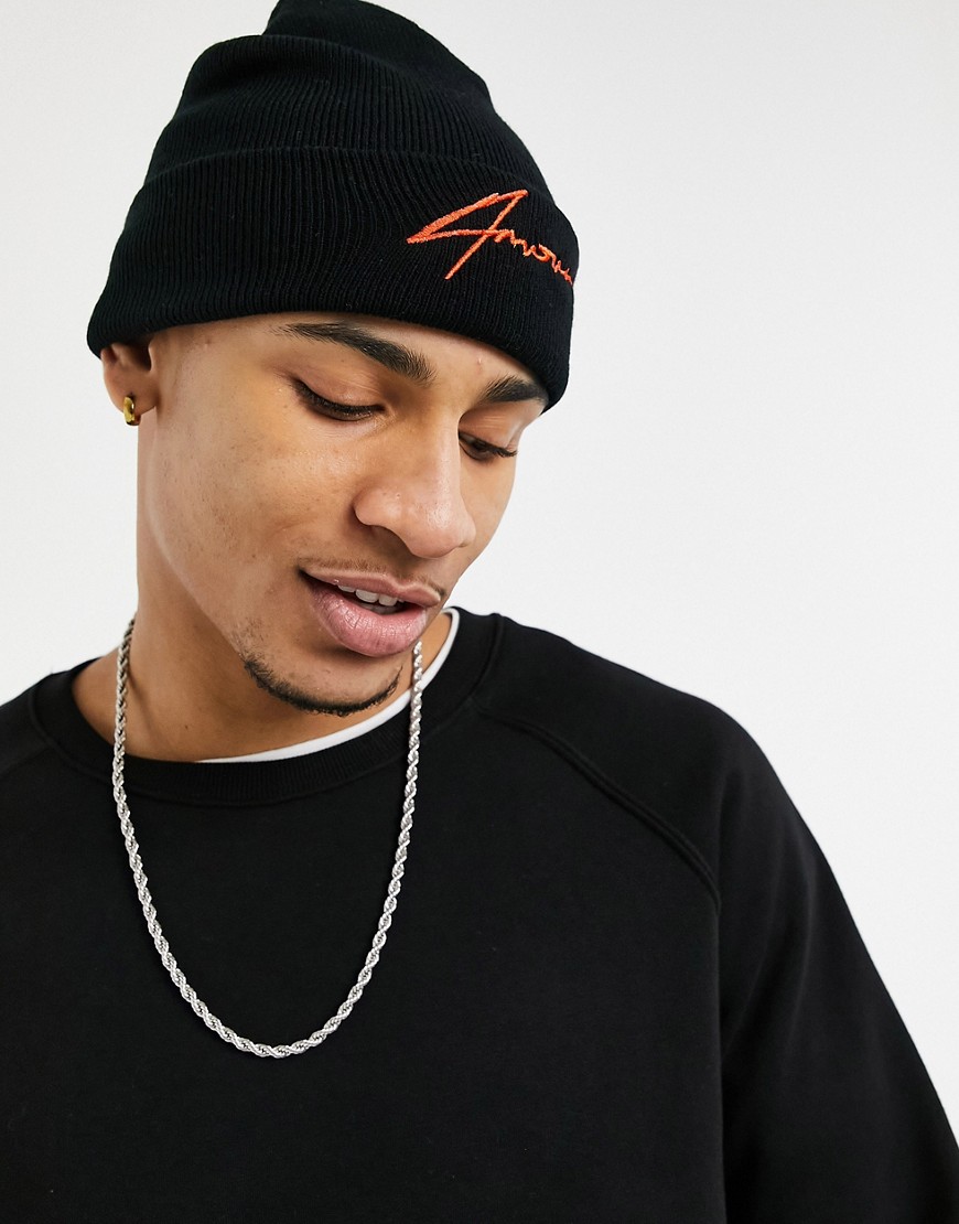 Amour branded beanie hat-Black