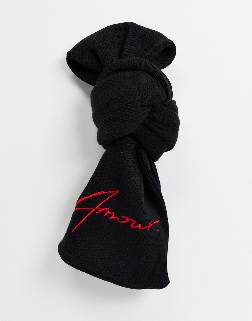 Amour - Sjaal met merklogo-Zwart