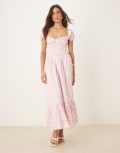 [Amy Jane London] Amy Jane London Adeline sweetheart maxi dress in pink ditsy gingham M PINK DITSY GINGHAM