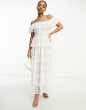 Vila Bridal frill top cami maxi dress in white | ASOS