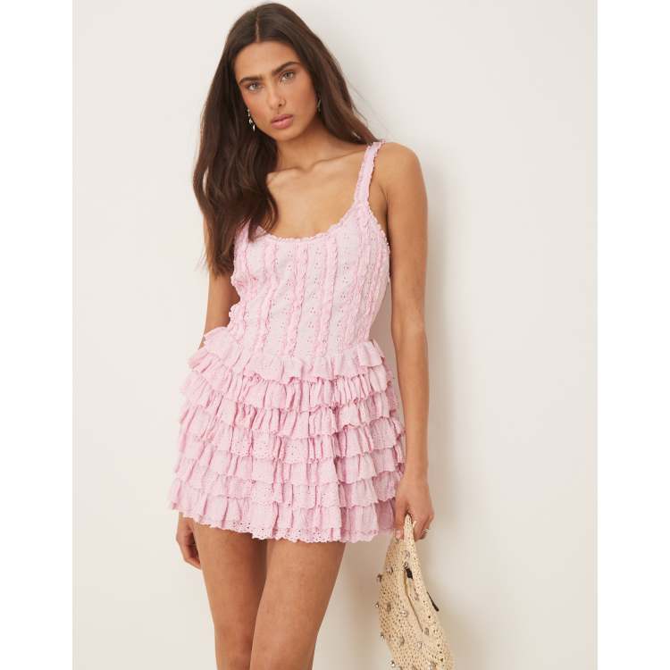 ワンピース NOT YOUR ROSE Ruffle Mini Dress Pink NOT YOUR ROSE Ruffle Mini Dress Pink（Rose All Day Ruffle