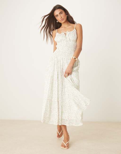 Amy Jane London Mae shirred waist cami midi dress in wildflower