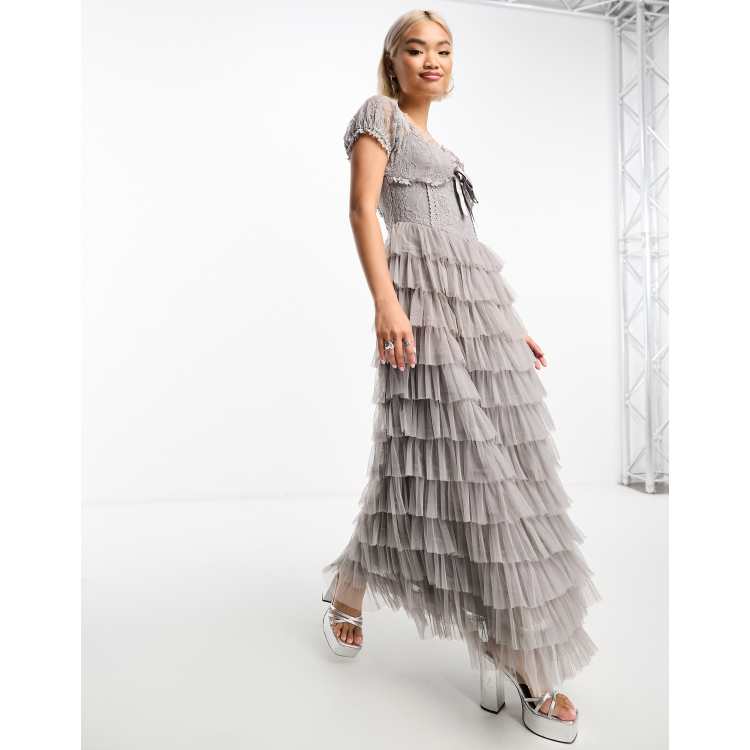 Audrey grey shop tulle maxi dress