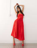 [Amy Lynn] Amy Lynn Alexa puffball midi dress with allover hotfix in cherry red 10 Cherry Red