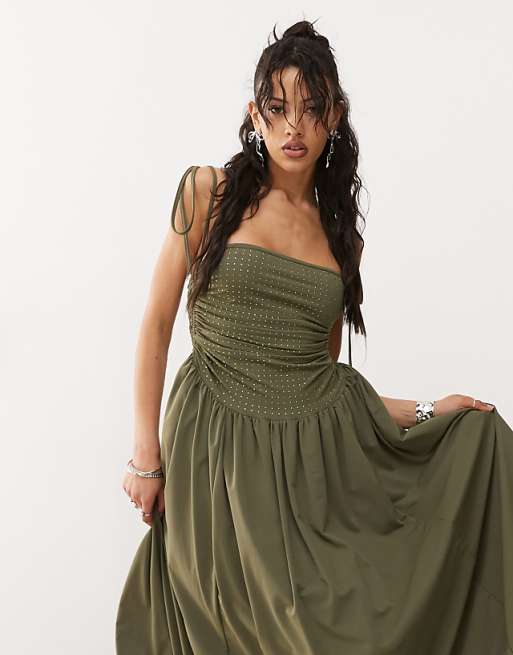 Amy Lynn Alexa puffball midi dress with hotfix bodice in Amy Lynn Alexa puffball midi dress with hotfix bodice in